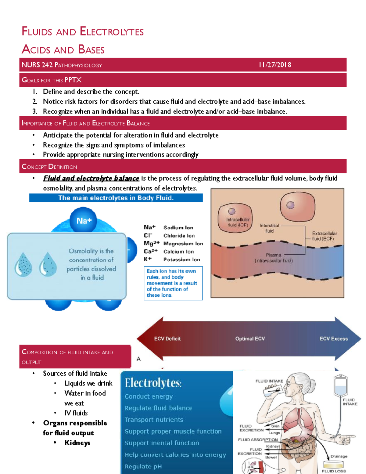 Fluids and Electrolytes - FLUIDS AND ELECTROLYTES ACIDS AND BASES NURS ...