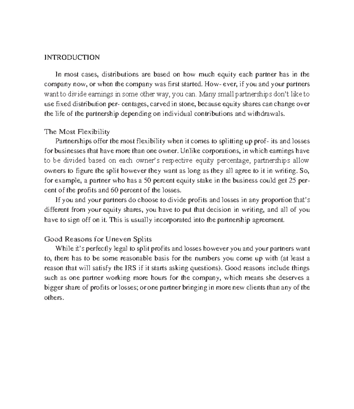 Partnership Profits and Losses - INTRODUCTION In most cases ...