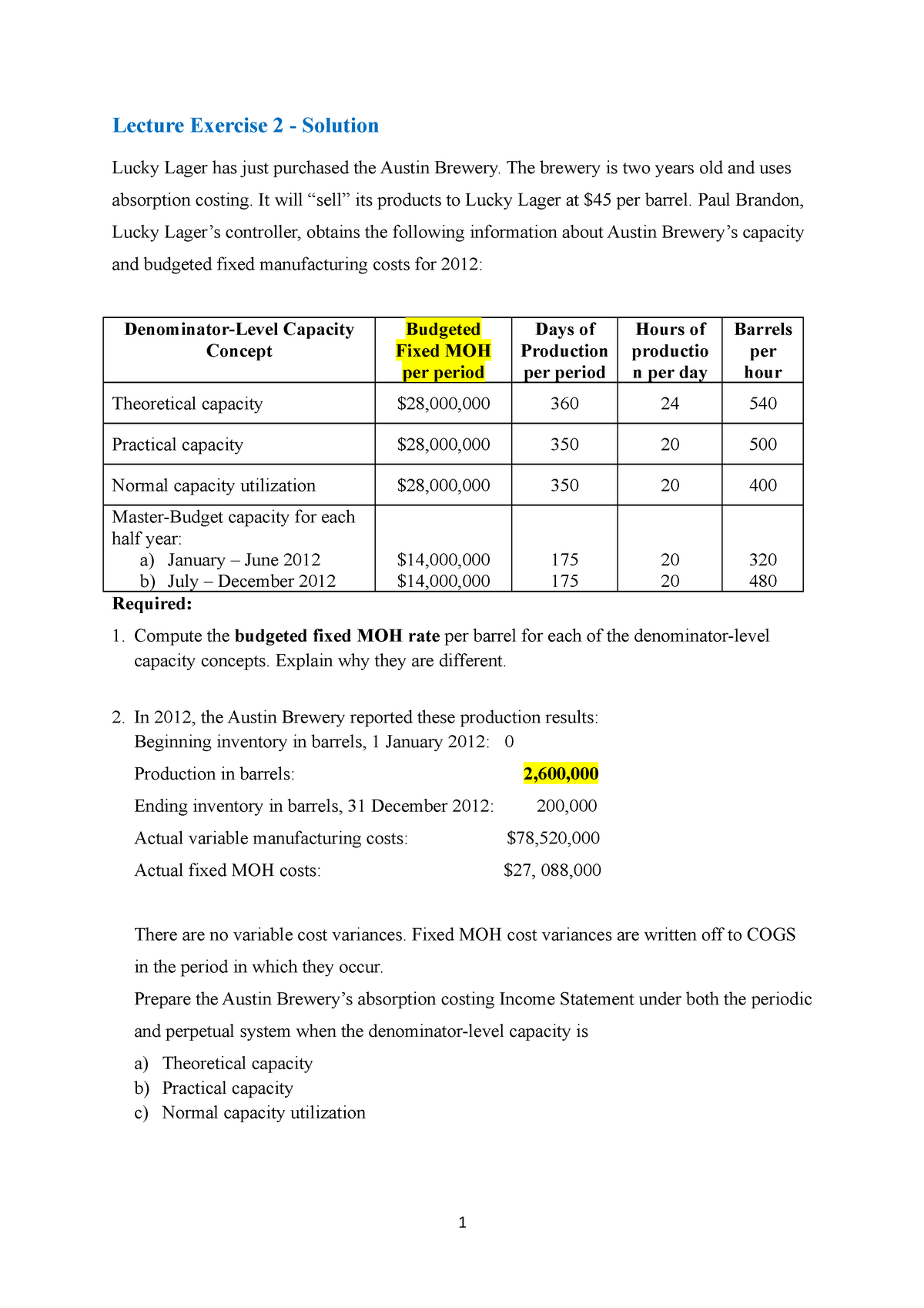 ACCT3104 - Lecture 2 - Exercise 2 Solution - ACCT3104 - UQ - Studocu