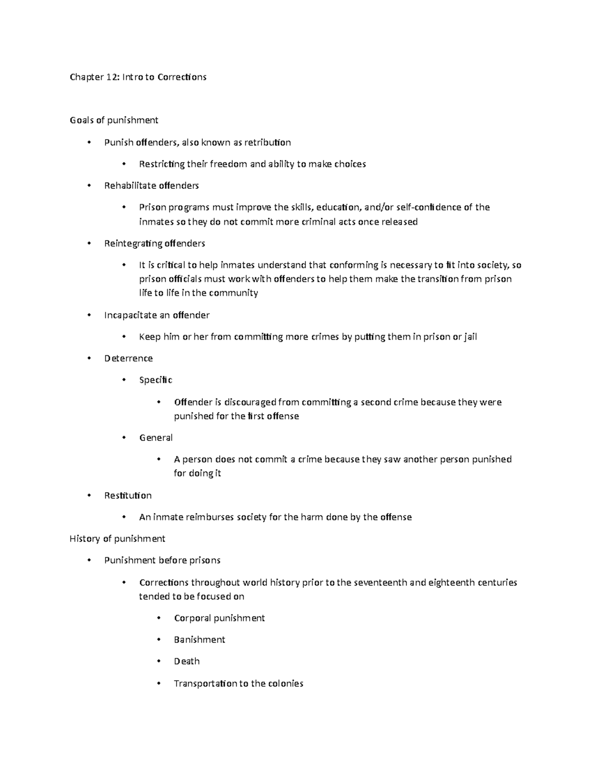 Chapter 12 Intro To Corrections Notes - Chapter 12: Intro To ...