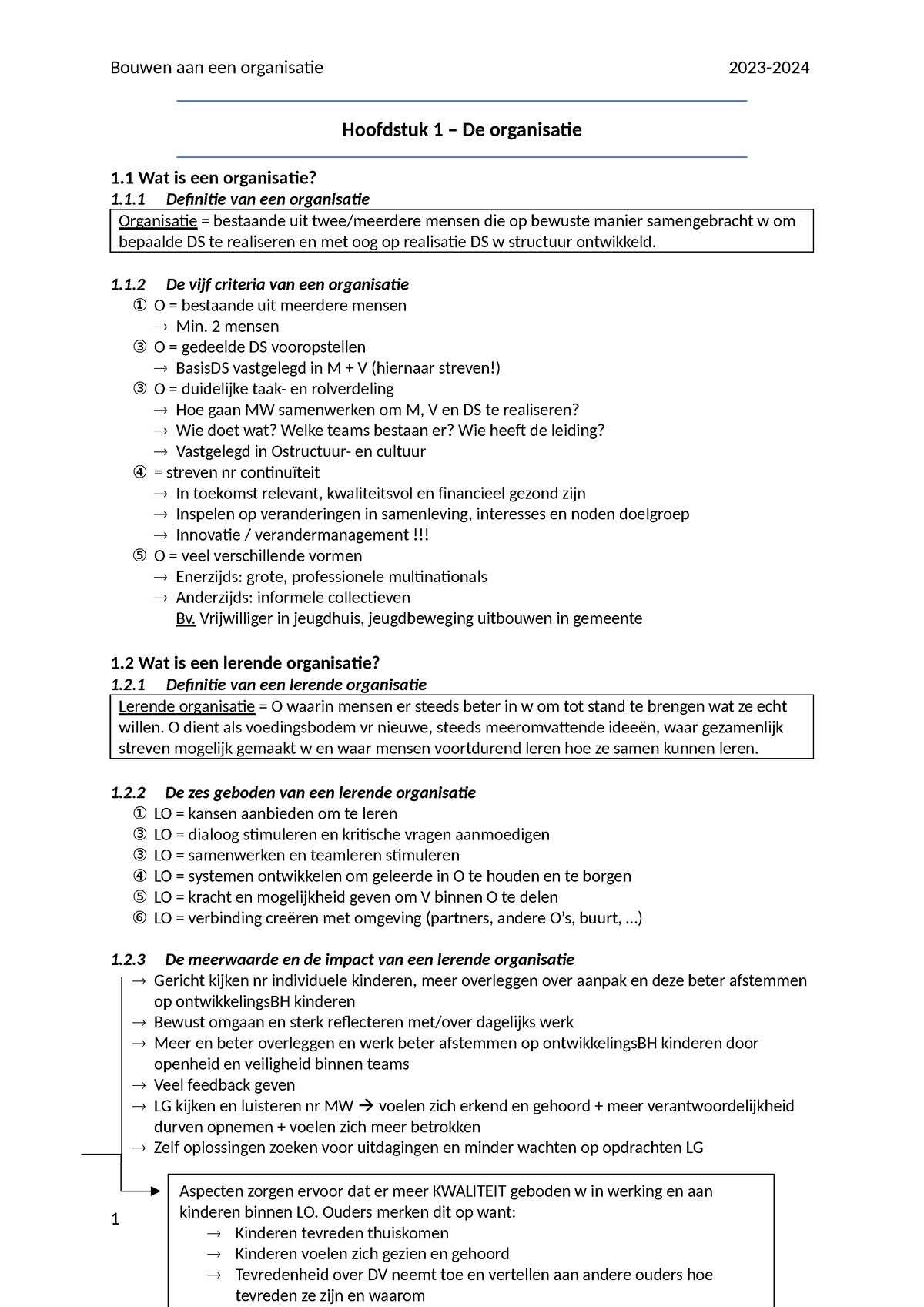 Samenvatting BAO - Hoofdstuk 1 – De Organisatie 1 Wat Is Een ...