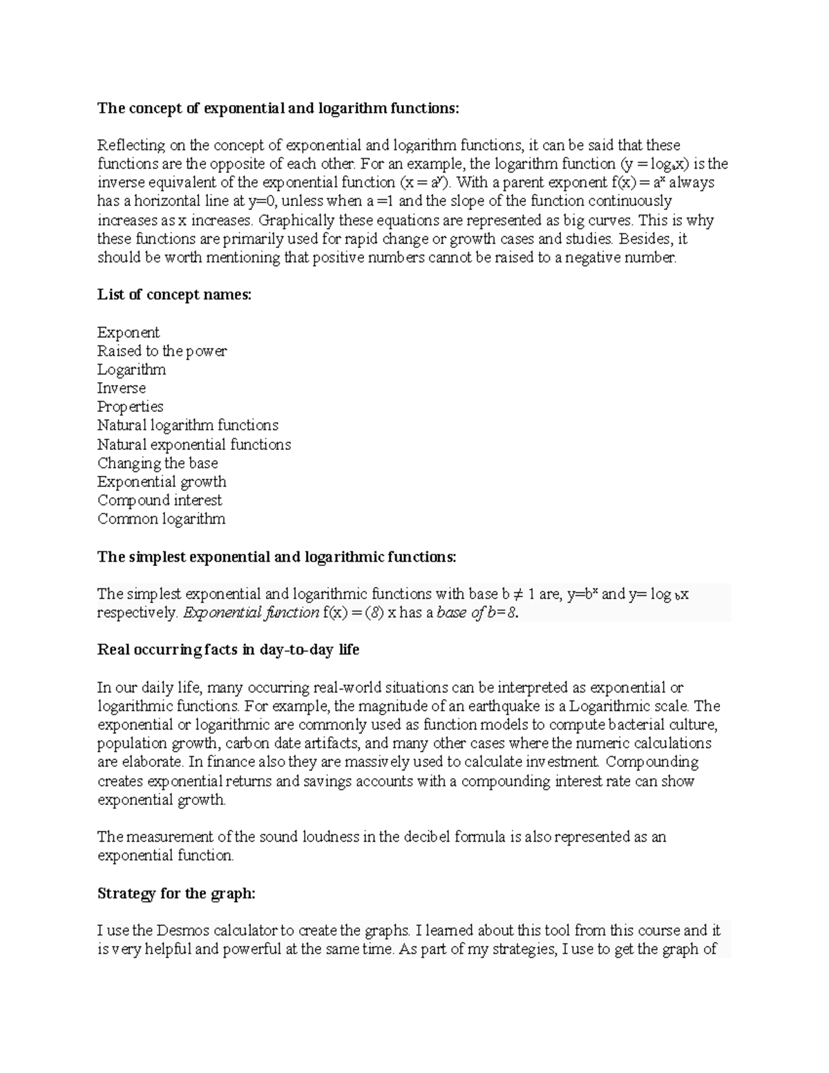 Learning Journal Unit 5 - MATH 1201 - The concept of exponential and ...