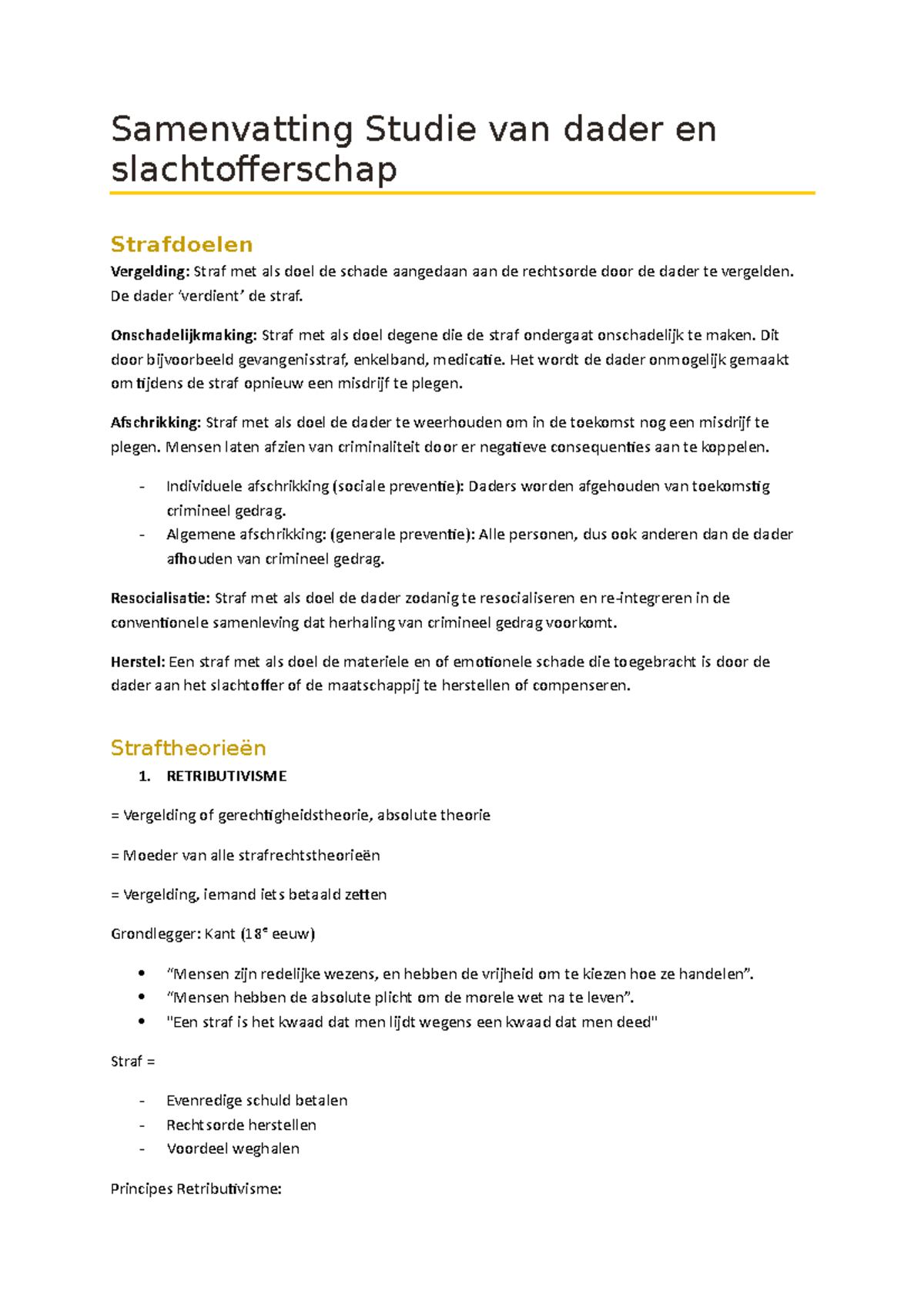 Samenvatting Studie van dader en slachtofferschap - Samenvatting Studie ...