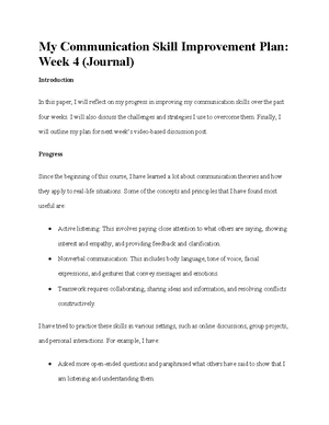 COM200 Week 5 Final Paper - Interpersonal Communication Skills ...