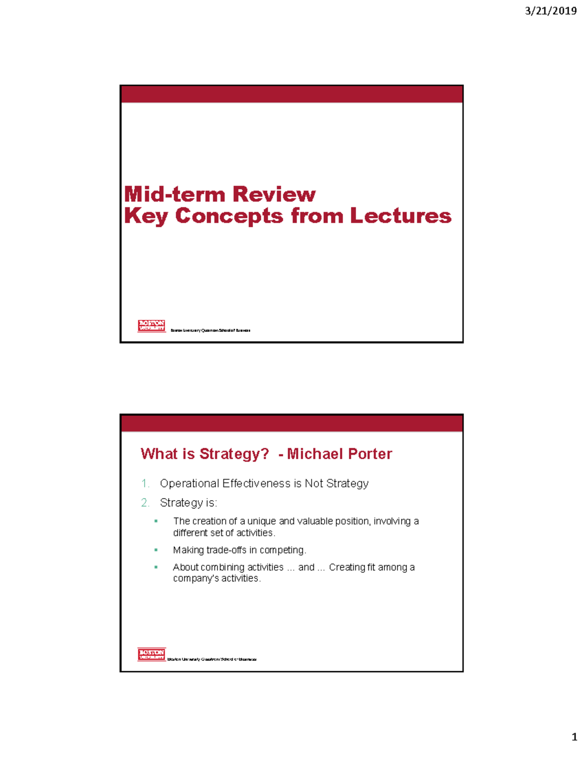 Mid term+Review+ +Concepts S2018 - Review Key Concepts from Lectures ...