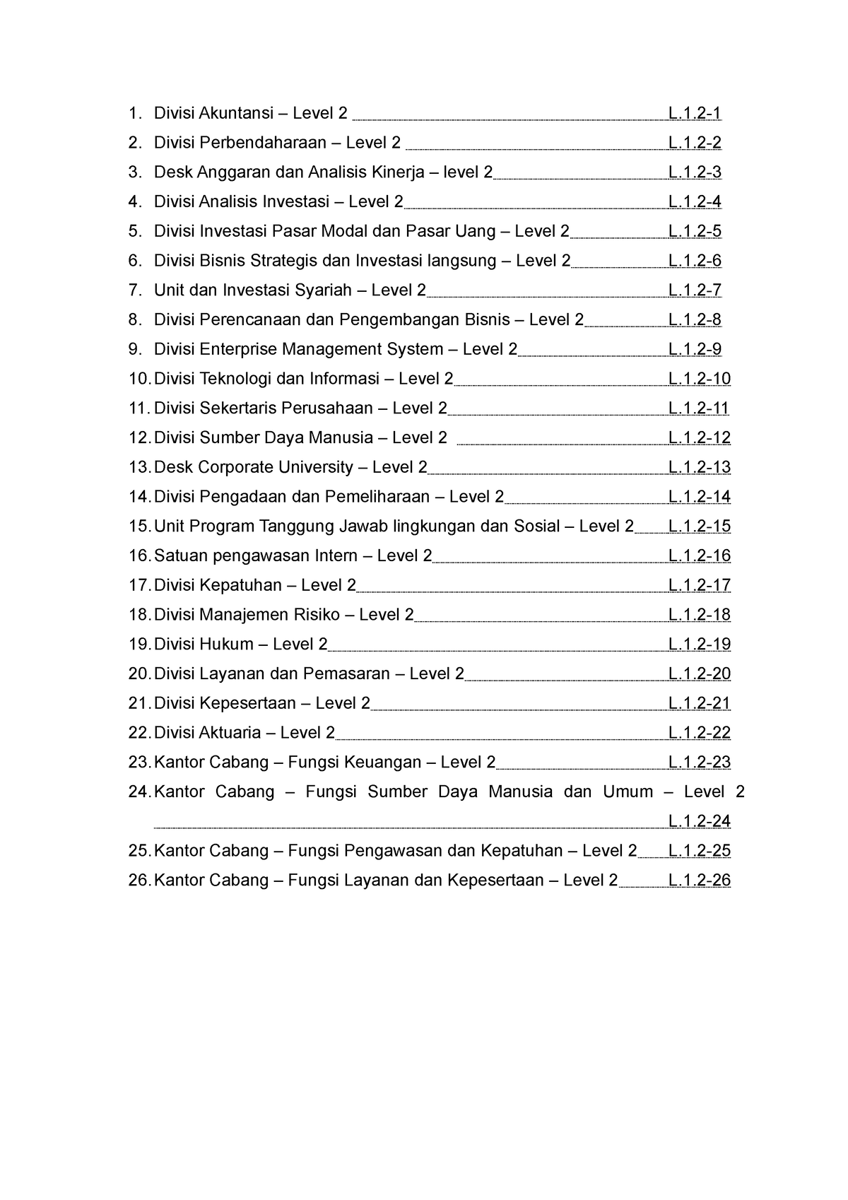 Daftar Isi Lampiran Peraturan Direksi - 27. Divisi Akuntansi – Level 3 ...