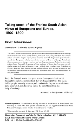 SS-Franks - Indian perceptions of Europeans in the early modern 