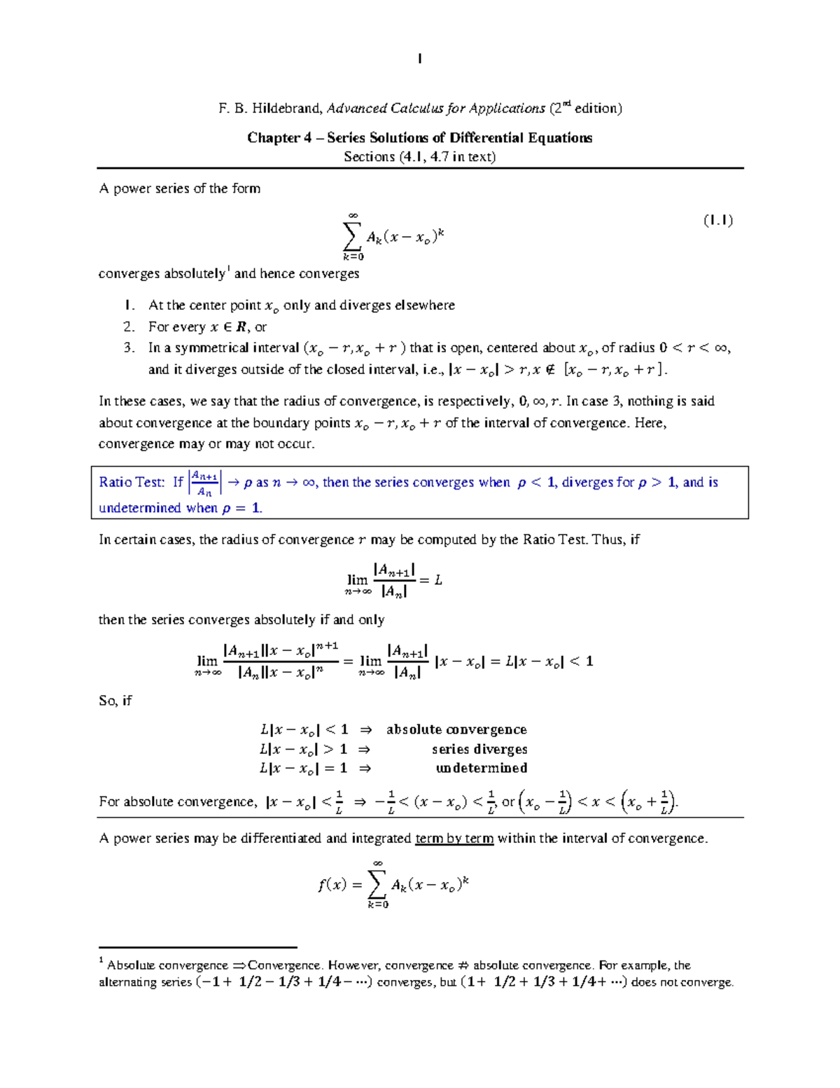 Chapter 4 - Notes - F. B. Hildebrand, Advanced Calculus For ...