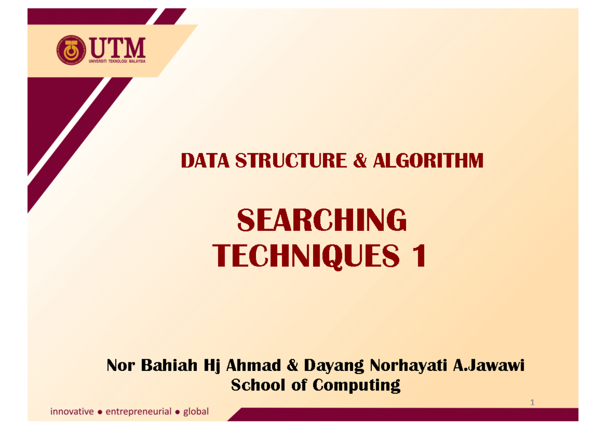 DSA Chapter 6b Binary Search - SEARCHING TECHNIQUES 1 DATA STRUCTURE ...