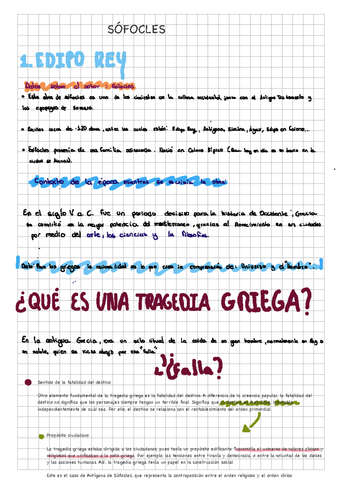 Edipo Rey - SÓFOCLES Sentido de la fatalidad del destino Otro elemento ...