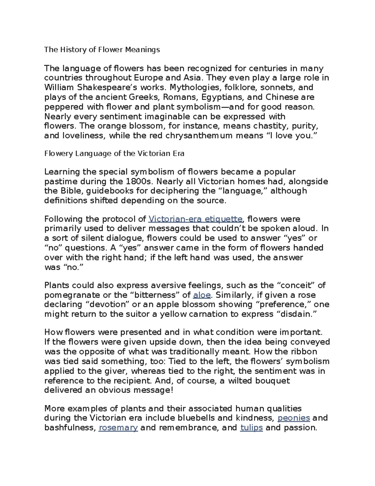 Flower 2 The History of Flower Meanings The language of flowers has