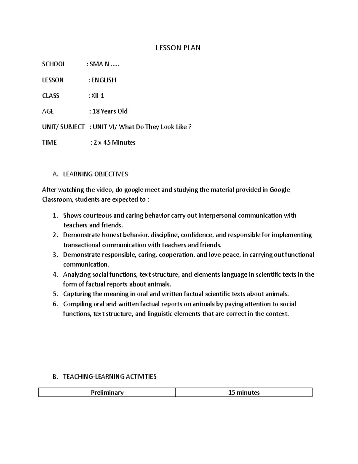 Academic Writing - What Do They Look Like - LESSON PLAN SCHOOL : SMA N ...