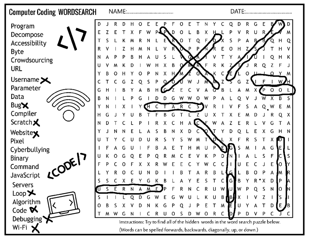 Coding word search - mnk - Studocu