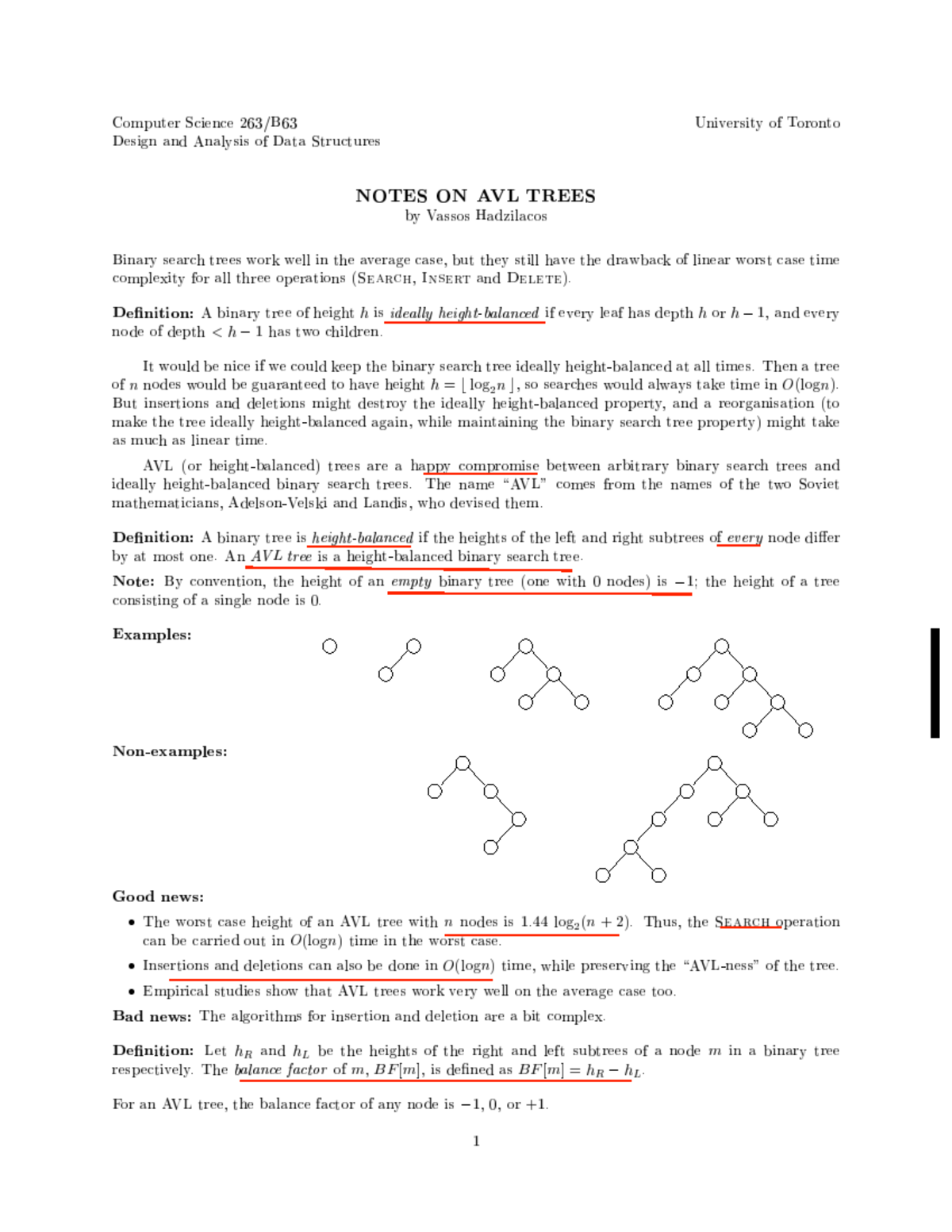 AVLhandout - Lectures Slides and Notes on AVL - Csc263H1 - Studocu