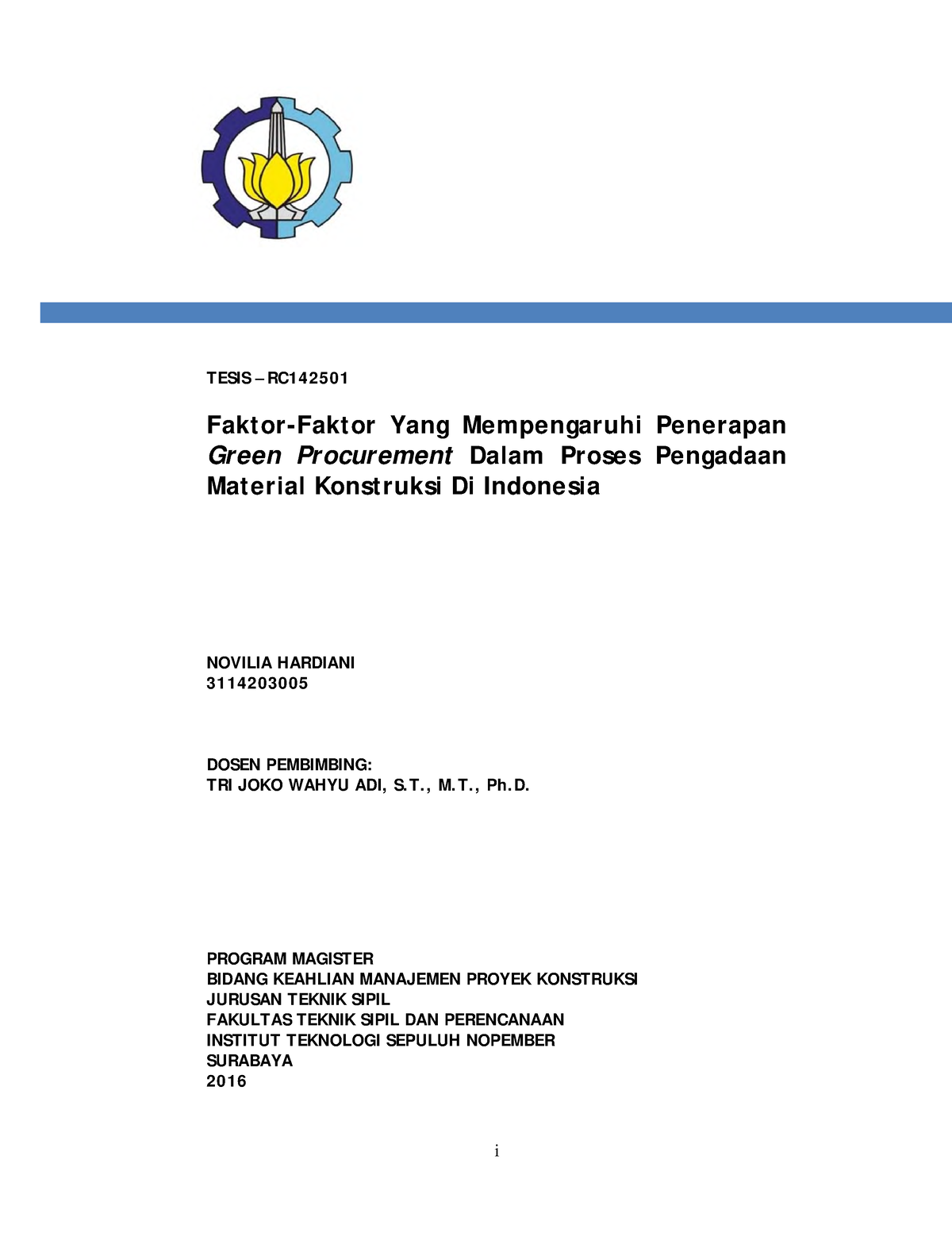 3114203005-Master Thesis - I TESIS – RC Faktor-Faktor Yang Mempengaruhi ...