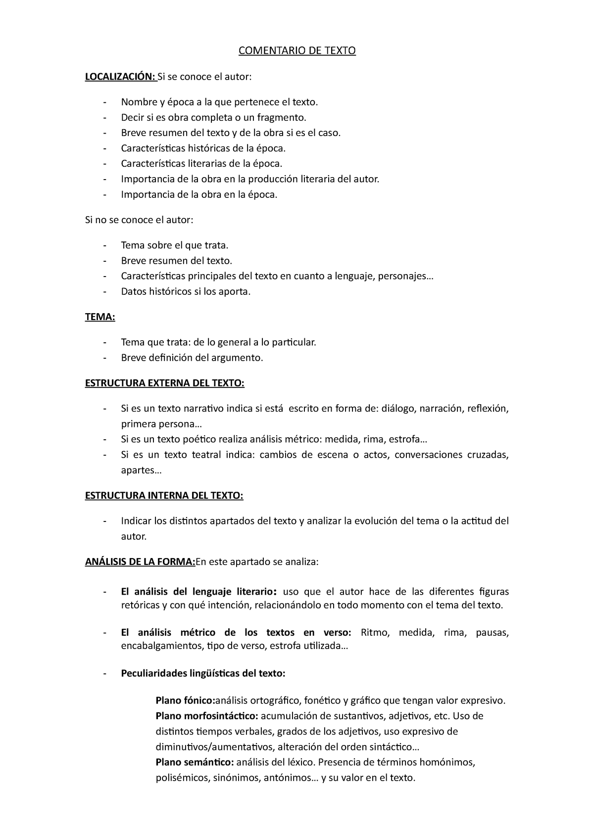 Esquema Para Comentario De Texto Comentario De Texto LocalizaciÓn Si