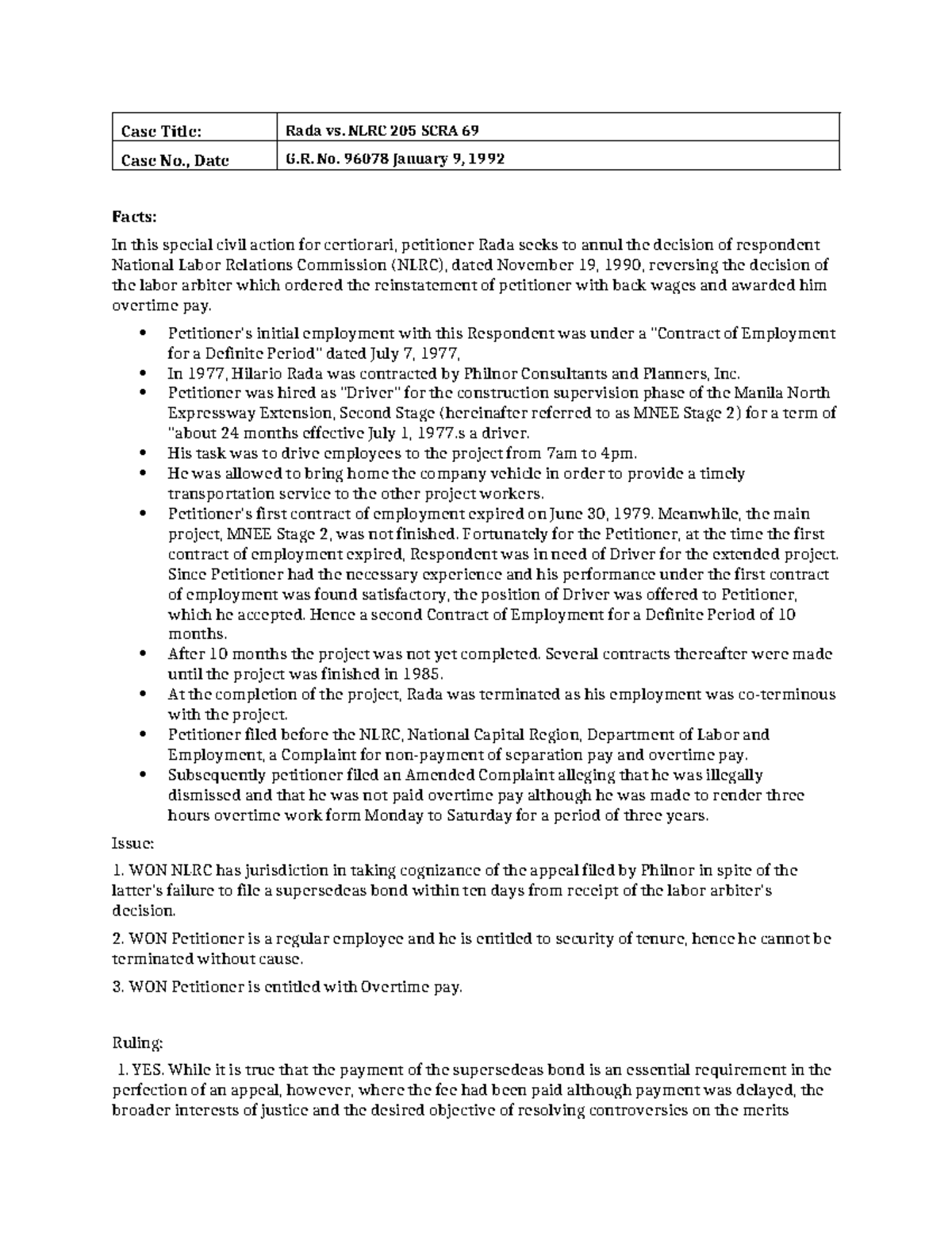 6. Rada vs. NLRC 205 SCRA 69 - Case Title: Rada vs. NLRC 205 SCRA 69 ...