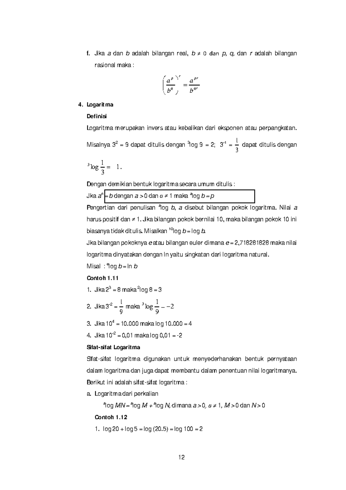 Buku Ajar Matematika Dasar-6 - 12 F. Jika A Dan B Adalah Bilangan Real ...