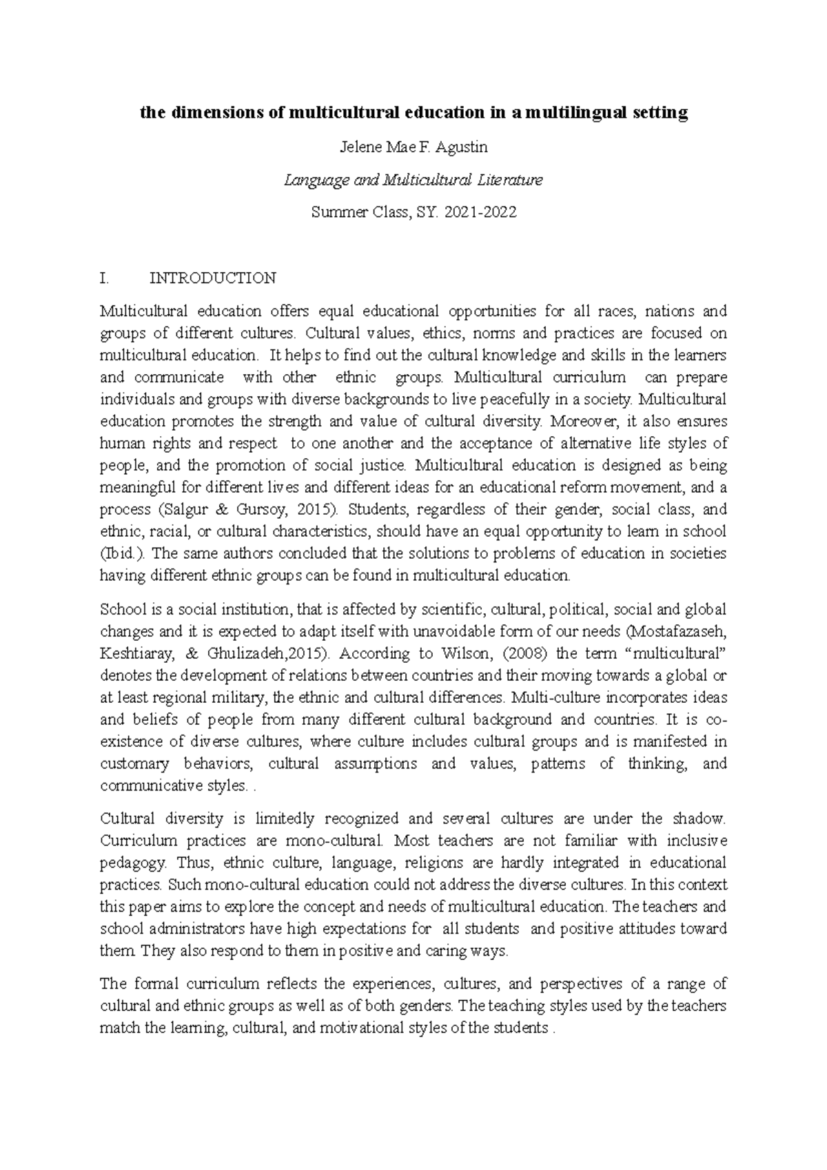 Jelene Agustin the dimensions of multicultural education in a ...