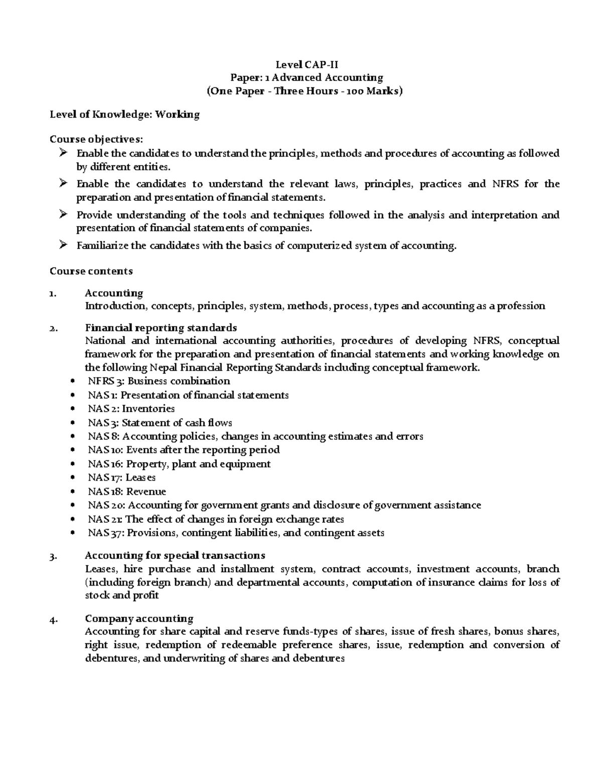 Cap2syllabus This is the syllabus of CAPII Level CAPII Paper 1