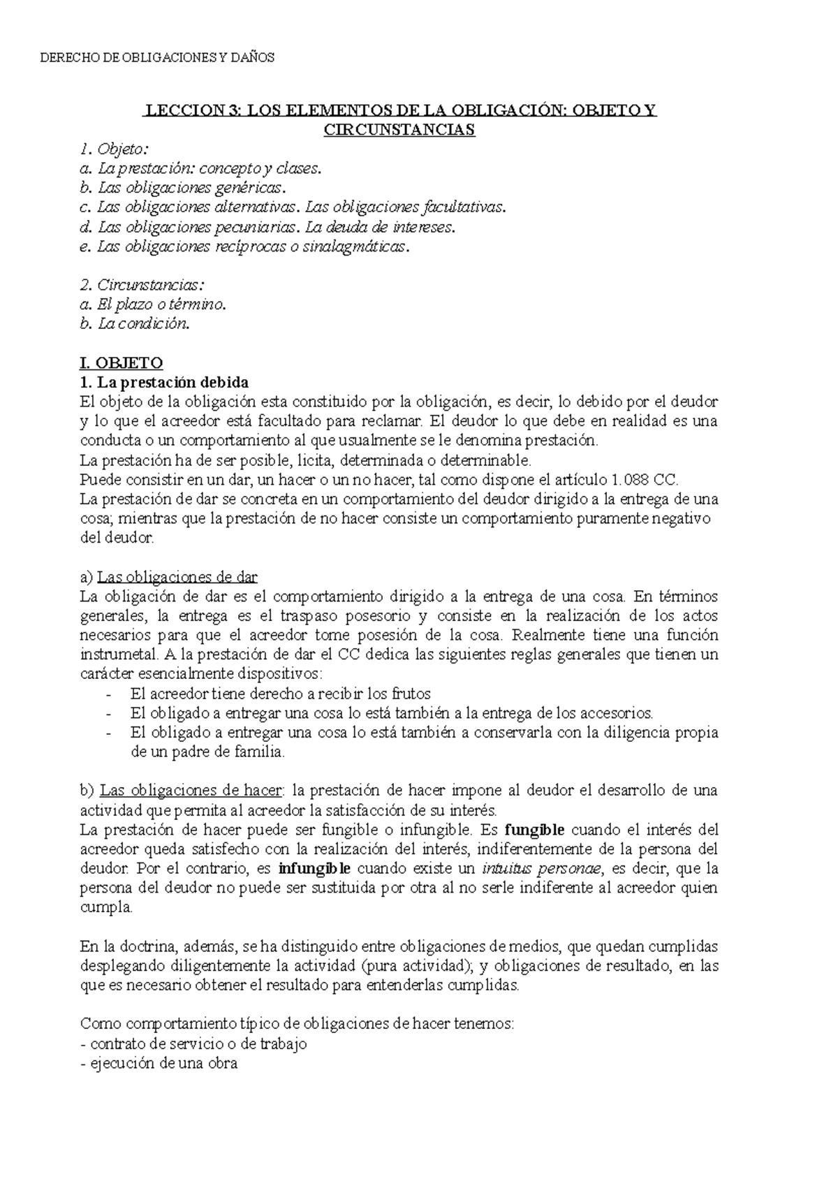 Leccion 3 obligaciones 2020 - Derecho de las Obligaciones y Derecho de ...