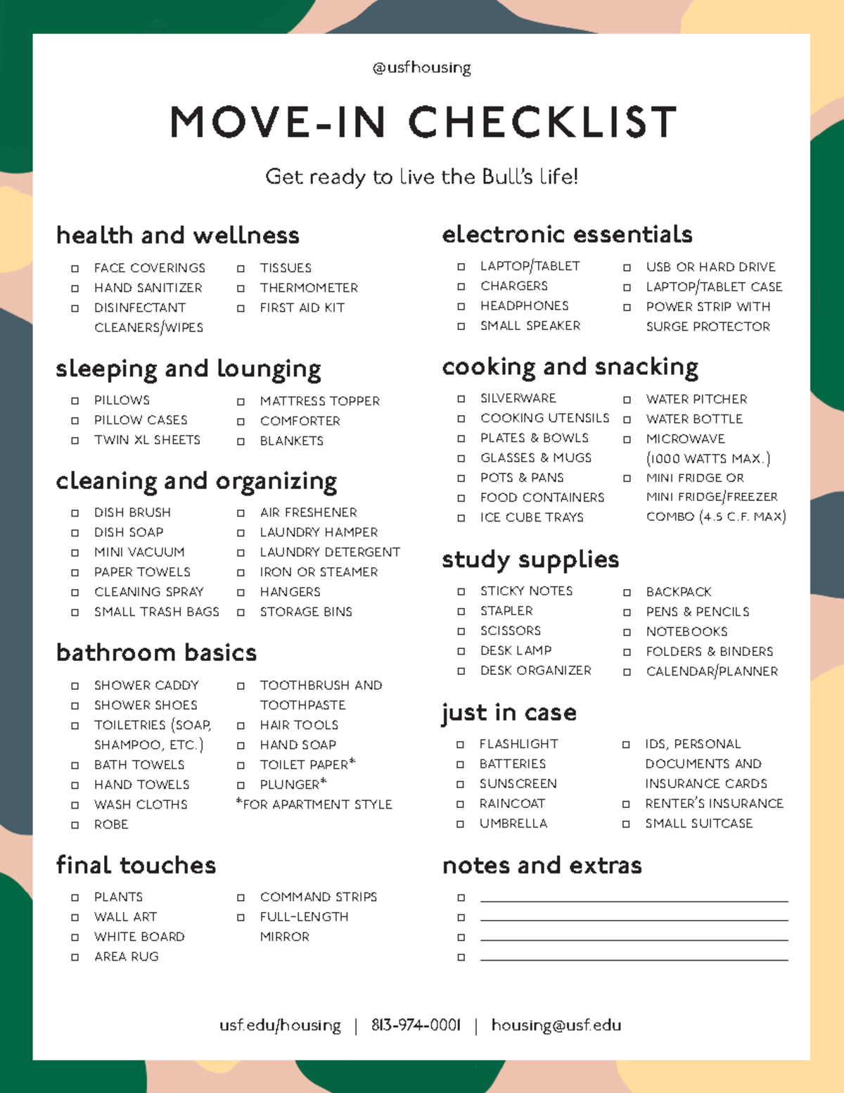 Move-in-checklist - Move-in-checklist - @usfhousing MOVE-IN CHECKLIST ...