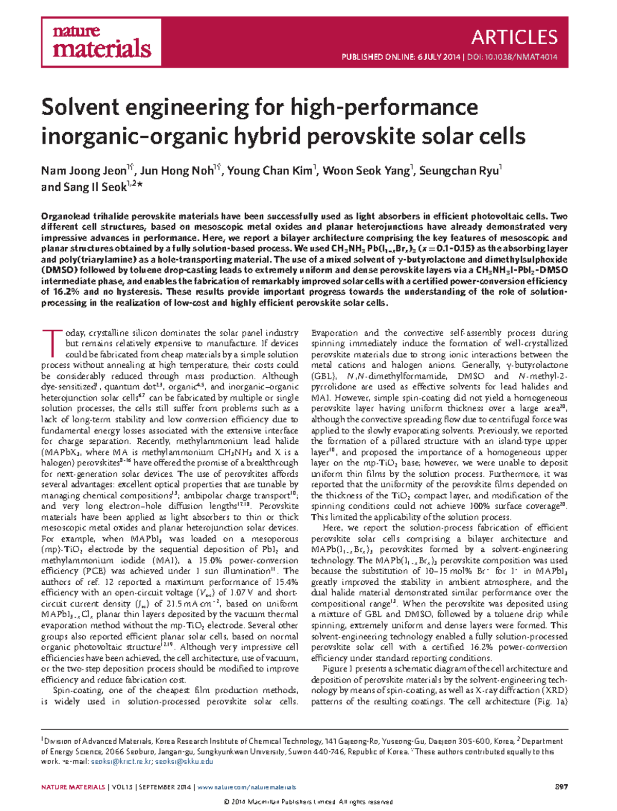 Solvent engineering for high-performance - ARTICLES PUBLISHED ONLINE: 6 ...