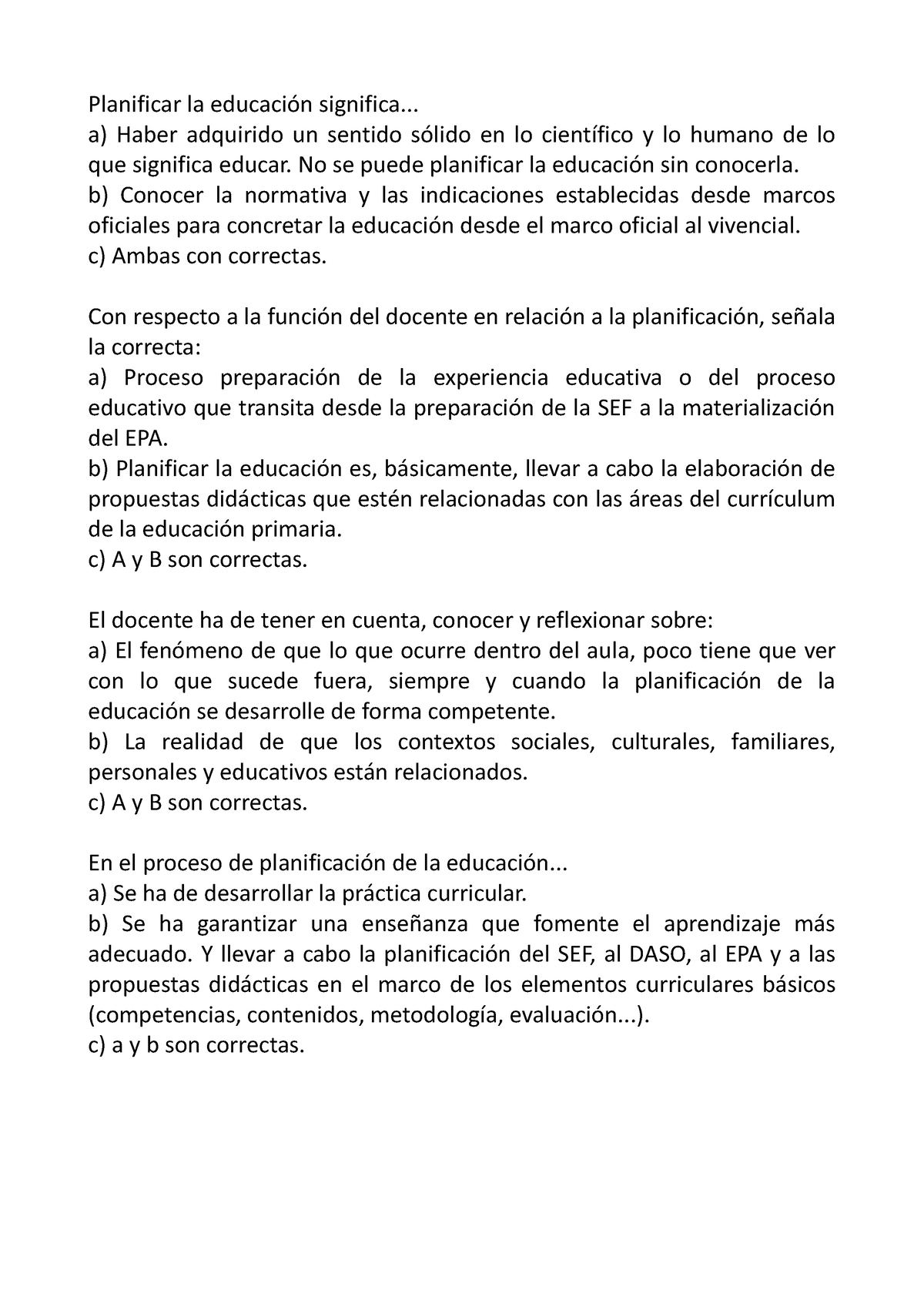 Ejemplo Examen Plani 2023 - Planificar La Educación Significa... A ...