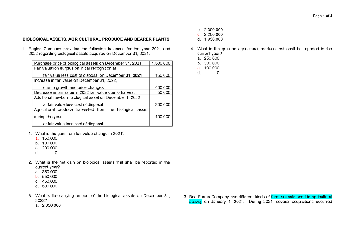 Biological Assets July 10 W Solution - BIOLOGICAL ASSETS, AGRICULTURAL ...