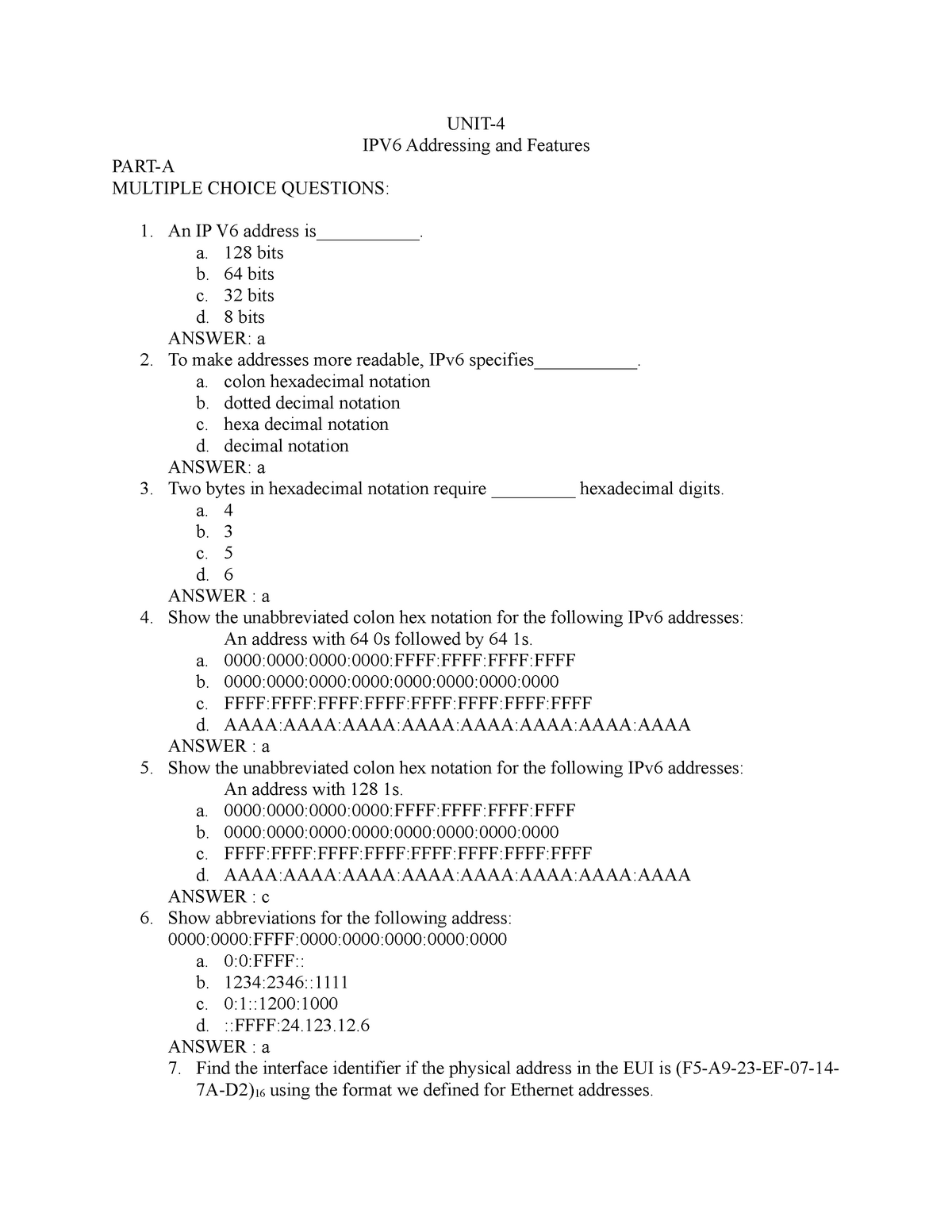 UNIT-4 - This Notes Are Very Important. - UNIT- IPV6 Addressing And ...