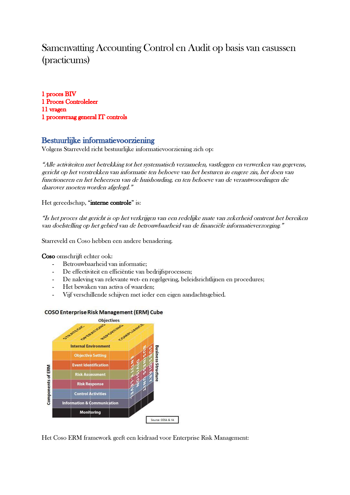 Samenvatting Accounting Control En Audit Op Basis Van Casussen Vit Samenvatting