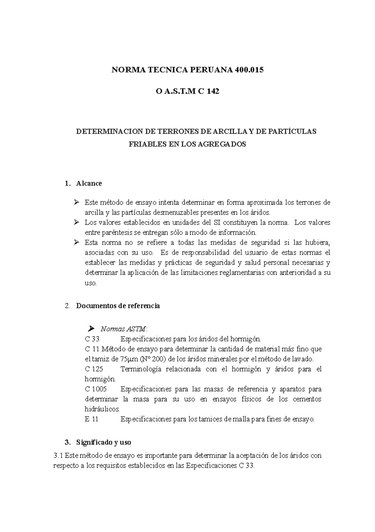 NTP 400 - TECNOLOGÍA DE CONCRETO - NORMA TECNICA PERUANA 400. O A.S.T C ...