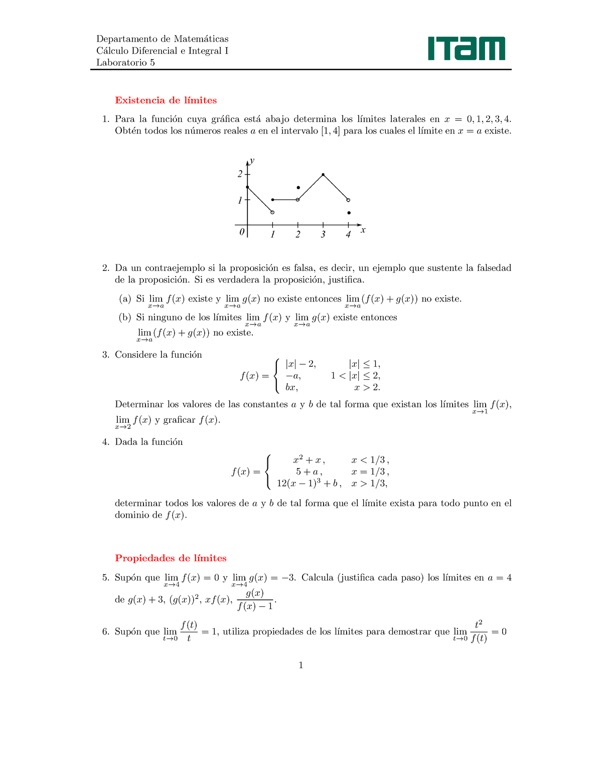 Lab5 Lab Calculo Departamento De Matem ́aticas C ́alculo Diferencial E Integral I