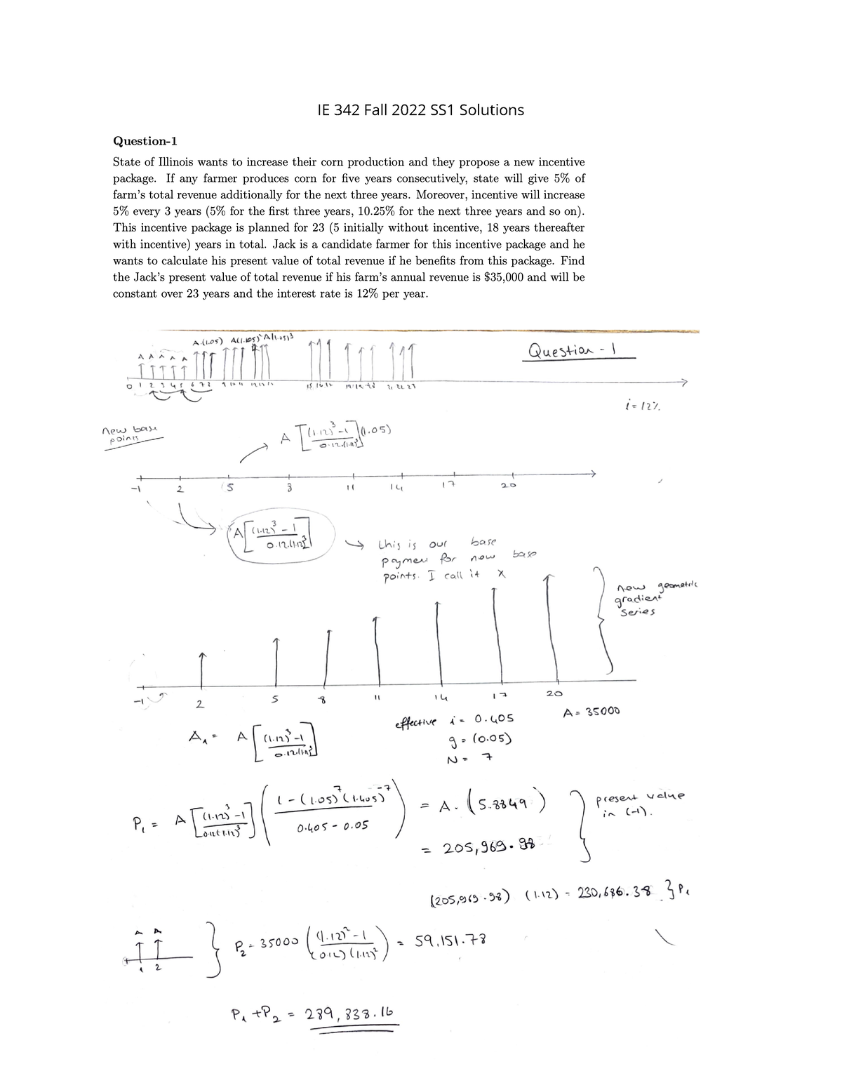 IE342 SS1 Solutions - Engineering Economics - IE 342 Fall 2022 SS1 ...