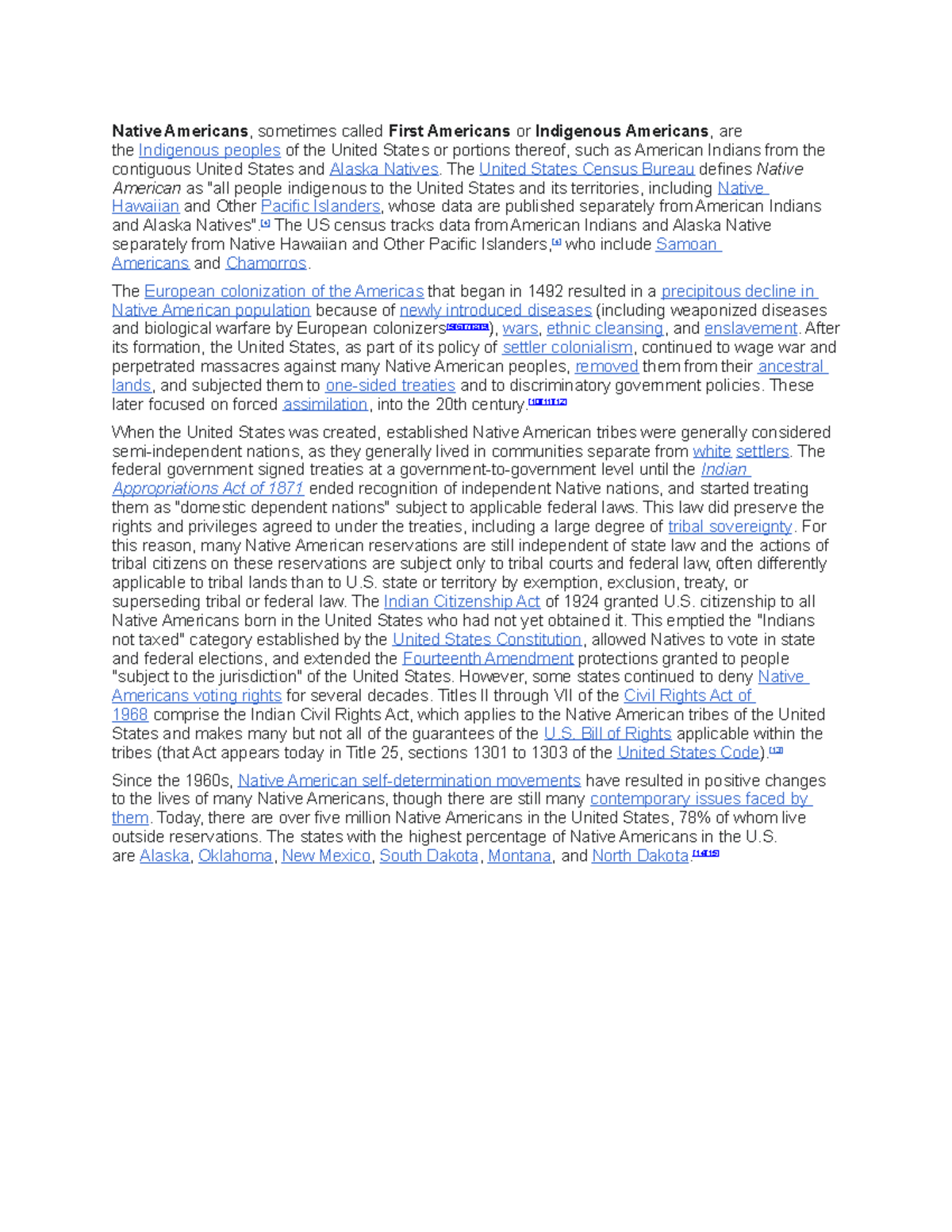 Native Americans - The United States Census Bureau defines Native ...