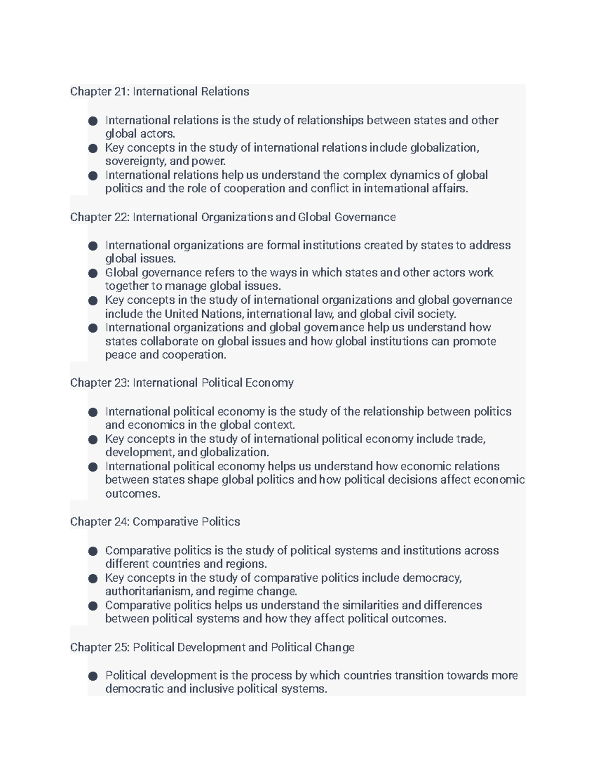 Political Science - Chapter 21: International Relations International ...