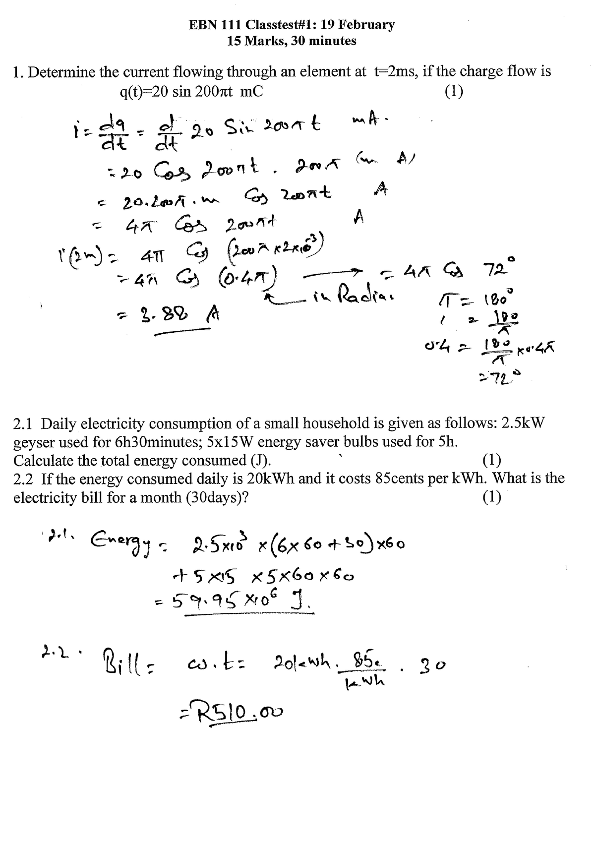 Class Test 1A - Practice material - BSEd Mathematics - Studocu