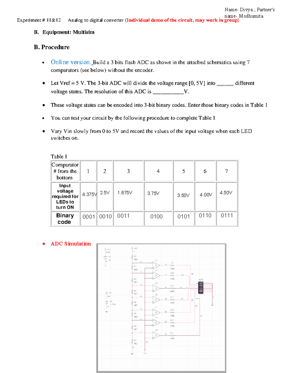 Lab 11 and 12 LAB Experiment 11&12 Analog to digital converter