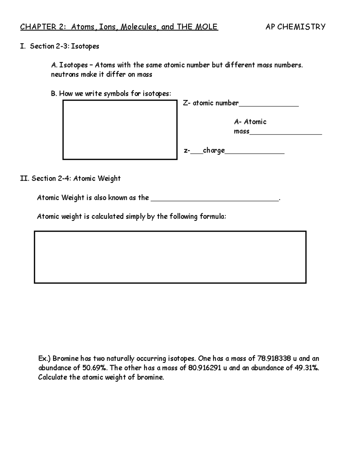 Chapter 2 notes - eee e - CHAPTER 2: Atoms, Ions, Molecules, and THE ...