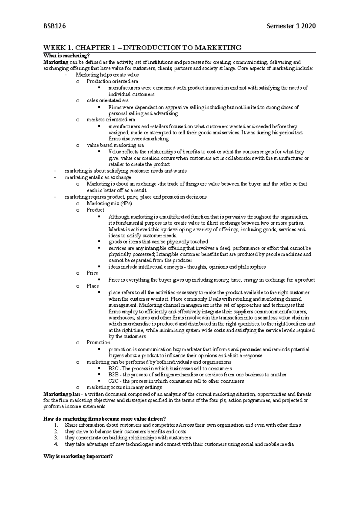 Week 1-3 Lecture Notes & Readings - WEEK 1. CHAPTER 1 – INTRODUCTION TO ...