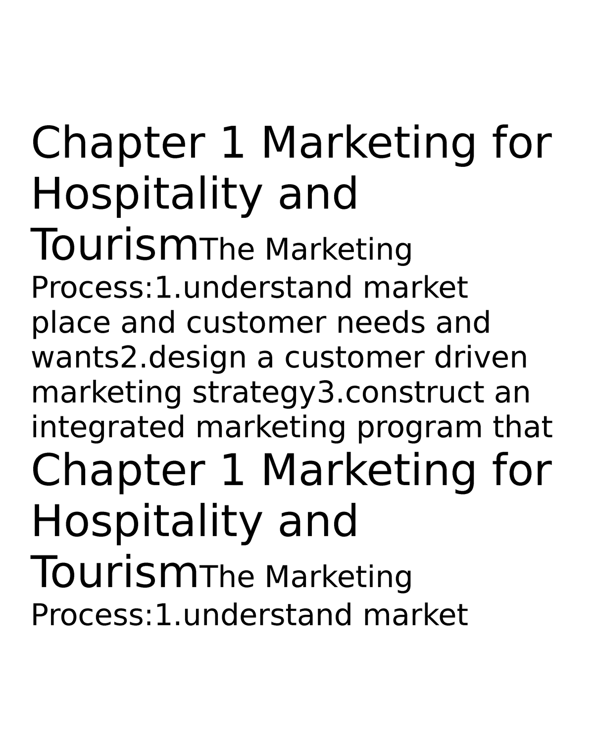 Chapter 2 Marketing For Hospitality And Tourism The Marketing Process ...