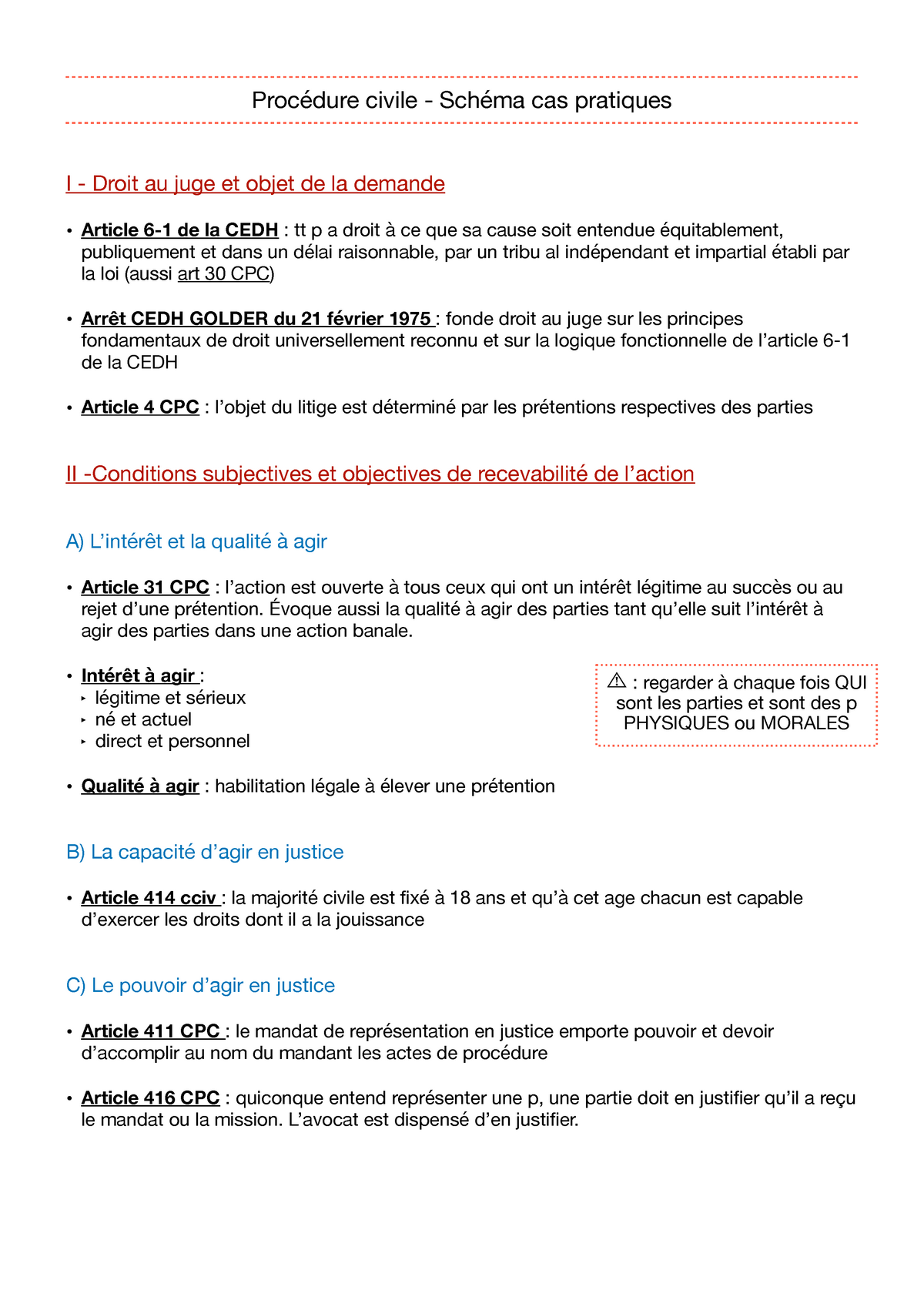 Schéma Procédure Civile pour cas pratique  Warning Error during font