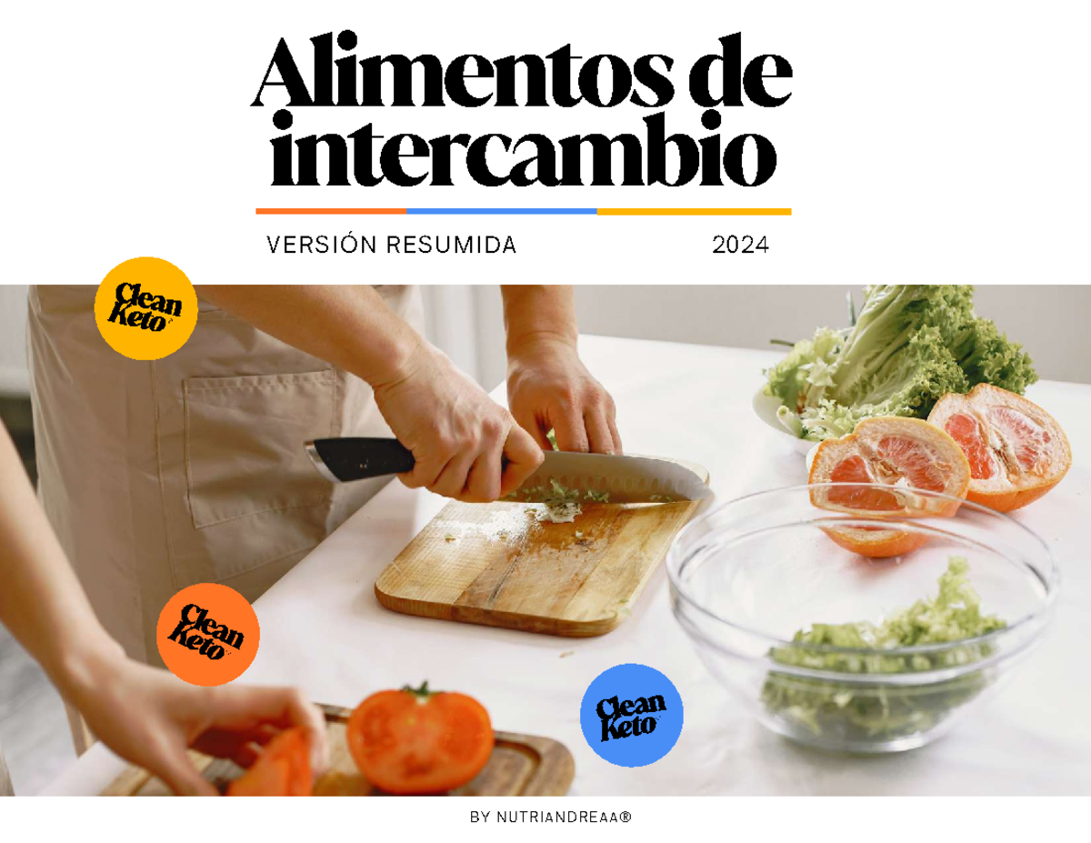 Listas de intercambio de alimentos Resumen - Alimentos de intercambio