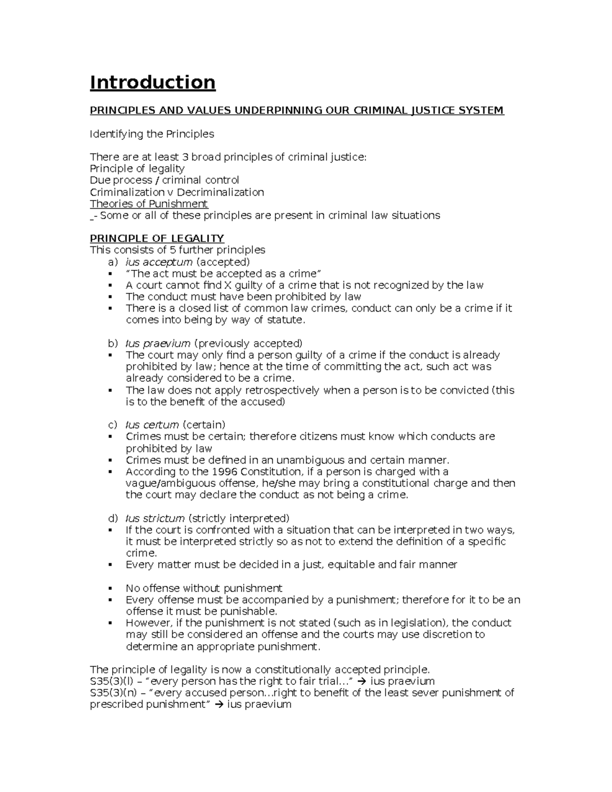 01CR - Introduction - Crim notes - Introduction PRINCIPLES AND VALUES ...