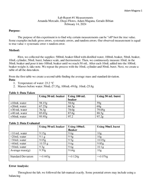 Lab 3 Formula of a Compound - Lab Report #3 Formula of a Compound ...