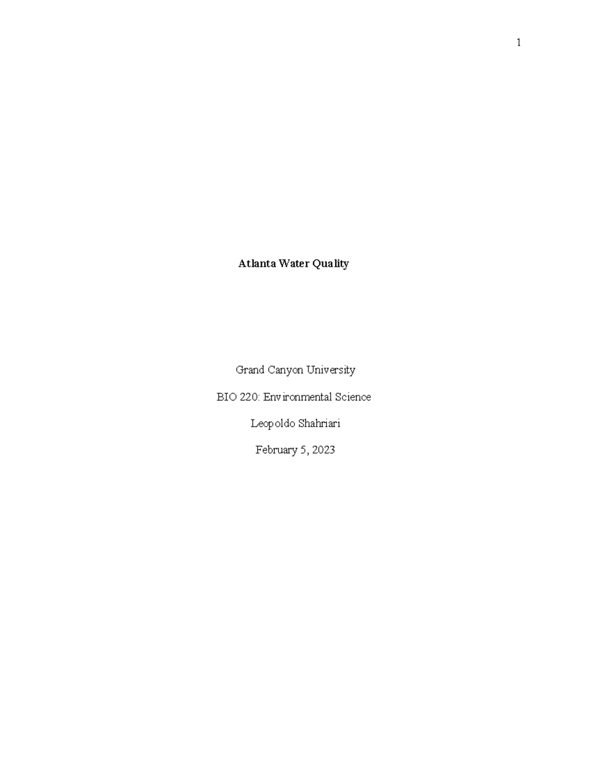 Atlanta Water Quality Atlanta Water Quality Grand Canyon University