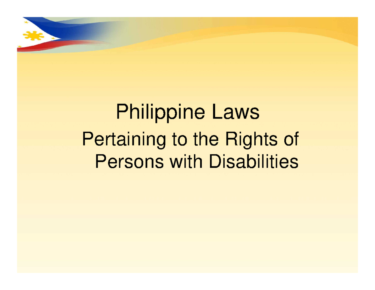ISE LawsPertainingtoSPED3 Philippine Laws Pertaining to the Rights