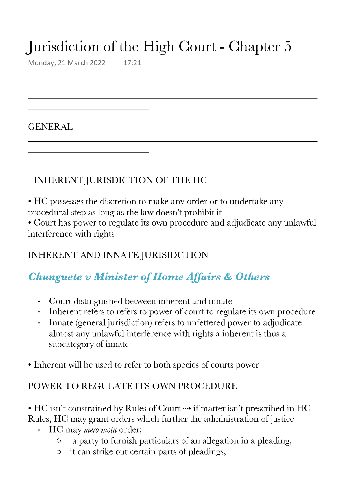 Jurisdiction of the High Court Chapter 5 Studocu