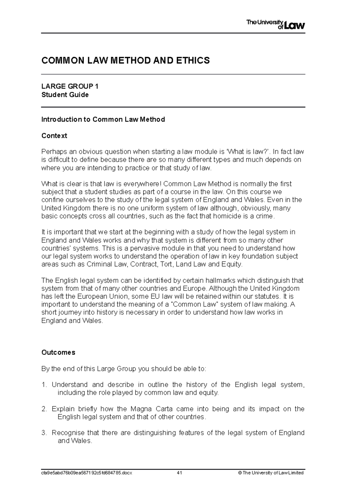2021 common law lg01 ce01 student guide - COMMON LAW METHOD AND ETHICS ...