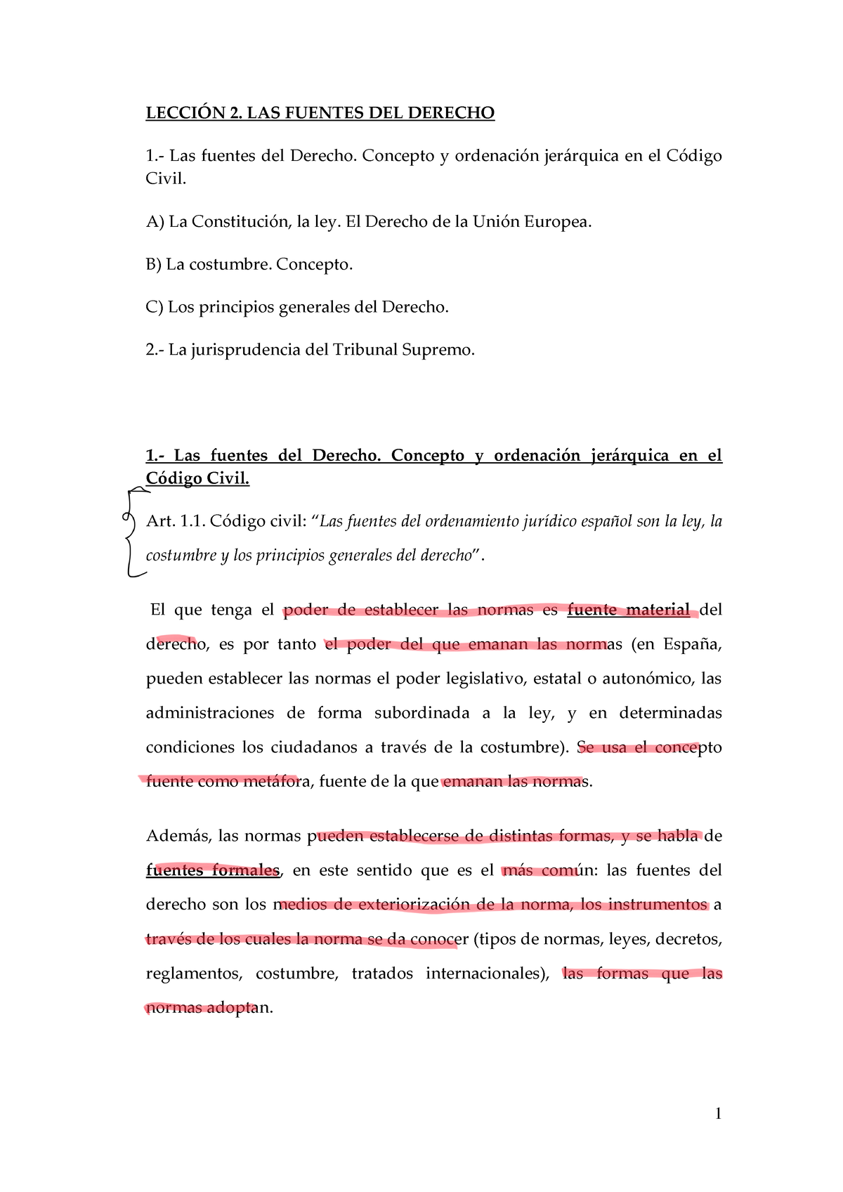 TEMA 2 Fuentes - LECCIÓN 2. LAS FUENTES DEL DERECHO 1.- Las Fuentes Del ...